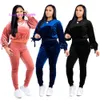 Kvinnor Tracksuits Sweatsuit Top och Long Pants 2 Piece Woman Set Female Cotton Casual Sport Women Sweat Suit Outfits Plus Size