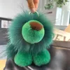 Keychains Lion Real Raccoon Fur Handmade Cute Key Chains Bag Accessory Car Handbag Keychain For Women Girls Keyrings Gifts