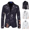 Men's Suits Jacket Fashion One-Button Print Dress Coat Casual Business Male Suit