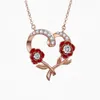 Pendant Necklaces Fashion And Creative Heart Shaped Necklace With Rhinestones On The Flower Edge As An Anniversary Party Gift