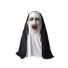 Masques de fête Horreur Le Masque de Nonne avec Foulard Latex Effrayant Masque Complet Foulard Valak Cosplay Halloween Horreur Le Masque de Latex de Nonne 230906