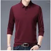 Polo da uomo 2023 Primavera e Autunno Manica lunga Moda T-shirt Risvolto Casual Pullover allentato Abbigliamento da strada solido Top formale britannico