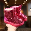 Boots Snow Boots For Girls Winter Children Plush Warm Shoes Fashion Kids Princess Glitter Baby Non-Slip Toddler Shoes 230905