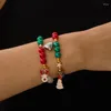 Charme Pulseiras 2 Pçs/set Bead Pulseira Para Amantes Natal Distância Coração Ímã Casal Amizade Moda Jóias Feliz Ano Presente