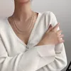 ALLME – collier ras du cou minimaliste pour femmes, 2 Styles, chaîne ondulée scintillante, couleur argent, chaînes à maillons creux, bijoux