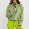Kadın Hoodies Uzun Kollu Katı Sokak Giyim Fermuar Yaka Kadın Sweatshirt Elastik etekli büyük boyutlu Kısa Kazak Ropa Mujer