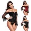 Femmes Shapers Sexy Dentelle Vintage Sous Buste Taille Formation Corset Classique Tunique Robe Hors Épaule Shapewear BuPants