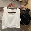 Broderi kvinnor tank top regelbunden beskuren tank top elastiska sport stickade tankar designer korta bomull t skjortor