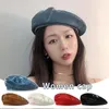 Berets Retro Patent Leder Kappe Helle PU Beanie Baskenmütze Britischen Stil Frau Kapitän Allgleiches Herbst Winter Militär Hut