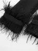 Kombinezony damskie Blazers Traf Black Feather Blazer Woman Button Fashion Woman Casual Eleganckie kurtki z długim rękawem Zimowe płaszcze 230906