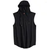 Men's Tank Tops 2023 Summer With Hood Men Sleeveless Hoodie Vest Sweatshirt Casual Streetwear Tshirt