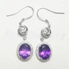 Dangle Earrings Natural Real Amethyst Drop Earring 925 Sterling Silver 1.8ct 2pcs Gemstone G8042101