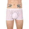 Cuecas masculinas malha listrada sheer conforto shorts u bolsa boxer briefs masculino roupa interior calcinha transparente sono bottoms troncos de banho