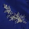Fermagli per capelli Design originale Colore argento Sposa Forcina lunga fatta a mano con strass in lega imitazione perla Accessori da viaggio per pettine da donna