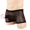 Underbyxor Herrens roliga underkläder Flat Corner Pants Boxer Shorts Mesh Thin Transparent Ribbon JJ Set Elephant Nose