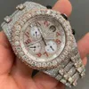 1FF2 2023Autre montre-bracelet scintillante Ice Out Pave Setting VVS Diamond Watch pour hommes en acier inoxydable