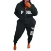 Plus Size Mulheres Tracksuits Calças de Duas Peças Set Designer Outono e Inverno Nova Carta Impressa Com Capuz Manga Comprida Sweatsuit XL-5XL Roupas de Queda