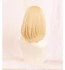 Perruques de cosplay Anime Howl's Moving Castle Wizard Howl Cosplay Perruque de cheveux courts blonds jaunes Bague de cosplay Boucle d'oreille Collier de perruque un bonnet de perruque 230906