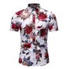 Mäns casual skjortor 2023 Summer Mens Floral Print Hawaiian Shirt Beach Wear Holiday Clothes Colorful Printed Fashion Short