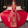 Etniska kläder Eleganta kinesiska stilsekvenser Beading Tassels Wedding Dress Utsökt Mandarin krage äktenskap cheongsam