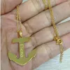 Chains Wholesale Golden Anchor Necklace Personalized Solid Silver Name Stamped Engraved Custom Jewelry Wedding Bridesmaid Gift