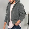Men's Jackets Men Autumn Winter Coat Thick Double-sided Fleece Solid Color Hooded Loose Zip Up Soft Long Sleeve Pockets Cold Resistant