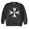 Herrtröjor män Autumn Sweatshirt Cotton Hoody Streetwear Knights Templar Crusader Maltese Cross Unisex Long Sleeve Homme