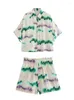 Survêtements pour femmes Mode Vintage Tie Dye Imprimer Summer Set Femmes Outfit 2023 Chemise ample à manches courtes et taille haute Bermuda Shorts Deux