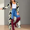 Trench da donna Giacca da donna Stampa geometrica Cappotto cardigan in colore a contrasto Elegante primavera/autunno manica lunga aperta sul davanti per streetwear