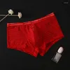 Caleçons pour hommes Boxer Shorts culottes mode slips transparents rayure taille basse Sexy sous-vêtements masculins homme body tronc pantalon