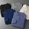 Men's Sweaters Merino Wool Shirt Sweater Business Wear Thin Cashmere Knitted Top POLO Collar 3 Button Pullover Spring And Autumn