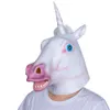 Party Masks Halloween Maski lateksowy Horse Head Zebra Cosplay Animal Costume Theatre Teatr Prank Crazy Party Prank White Unicorn Full Face Mask 230905
