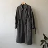 Женские плащи, высококачественное однотонное пальто с завязками на талии и длинными рукавами для женщин, осень 2023, дизайнерская ветровка