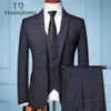 Three-piece Male Formal Business Plaids Suit For Men's Fashion Boutique Plaid Wedding Dress Suit Jacket252v