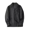 Herrenjacken Ankunft Herbst Arbeitskleidung Leinen Freizeitjacke Revers Top Twill Baumwolle Lose Mantel Kubanischer Kragen Taschengröße M3XL 230905