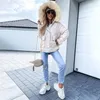 女性のダウン冬の人工毛皮カラーパーカーコートジャケットファッションフード付き厚い温かい綿ソフトルーズスノープラスサイズ