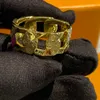 Exaggerated Cuban chain glue-diamond titanium steel ring, personalized all-match fashion jewelry ring sunglassesp