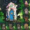 Tuindecoratie Fairy Decor voor buiten Hout Miniatuur raam- en deurdecoratie Boom Tafelbladornamenten Kunstsculptuur Kinderen