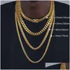 Chains 6Mm/8Mm/10Mm/12Mm Hip-Hop 18K Gold Plated Miami Cuban Link Chain Stainless Steel Necklace Gift For Men Women Jewelrychains Drop Ot4Nr