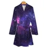 Ropa de dormir para mujer Púrpura Galaxy Pijama Bata Espacio exterior Nebulosa Estrellas Estética Manga larga Cuello en V Estampado Pijamas Batas Vestidos de moda