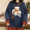 Sweat-shirt à capuche pour femmes, doux et mignon, col rond, ample, imprimé nœud, Vintage, vêtements de noël, Mori Girls, Chic et chaud