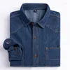 Men's Casual Shirts Denim Shirt Long Sleeve Soft Cotton Spring Autumn One Or Two Pockets Slight Elastic Jeans Cowboy