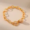 Strand CCGOOD Bracelet épais pour femmes rond plaqué or 18 K haute qualité bracelets porte-bonheur bijoux minimalistes Pulseras Mujer