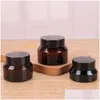 Cream Jar Wholesale 15G 30G 50G Amber Brown Glass Empty Container Cosmetic Bottle With White Inner Liners And Black Gold Lids Drop D Otwjr