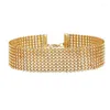 Kedjor guld sliver bunt halsband extra bred full strass diamante kristall smycken choker krage bröllop tillbehör