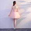 فساتين الحفلات Bomaris Pink V-Neck Mini Homecoming Abendkleid الرسمية Tulle Tulle Tuliqu