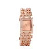 Wristwatches Two Chain Diamond Free Bracelet Steel Band Watch Quartz Women's Fashion Versatile