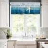 Curtain Ocean Beach Wood Grain Blue Gradient Short Curtains Kitchen Cafe Wine Cabinet Door Window Small Home Decor Drapes