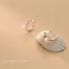 S925 Silver Silver Style Lady Single Rhinestone Pearl Ear Clip