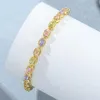 Charme pulseiras na moda latão doce tênis corrente pulseira luz luxo banhado a ouro irregular geométrico colorido zircão quadrado